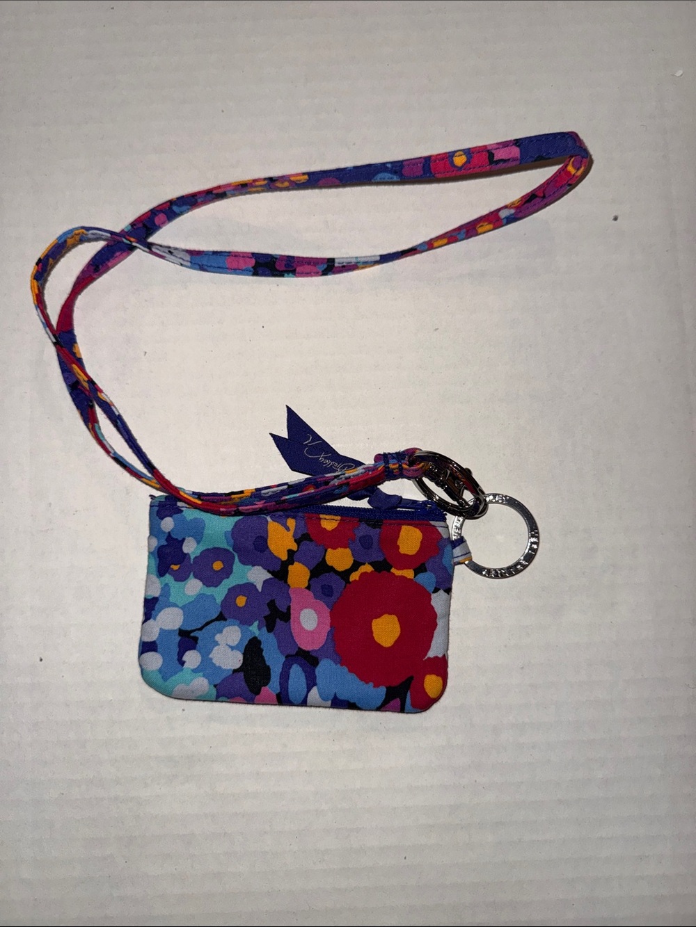 Vera Bradley Floral ID Wristlet/Neck Strap in Blue, Purple, Red, Yellow